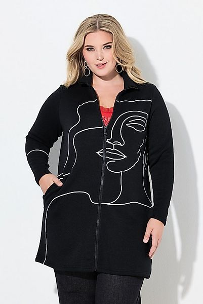 MIAMODA Strickjacke Strickfleece-Jacke leicht tailliert Lady-Print günstig online kaufen