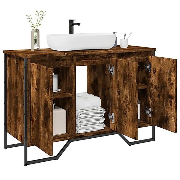 vidaXL Badezimmer-Set Waschbeckenunterschrank Räuchereiche 91x35x60 cm günstig online kaufen