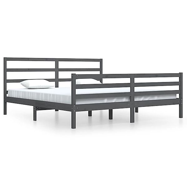 Vidaxl Massivholzbett Grau Kiefer 200x200 Cm günstig online kaufen