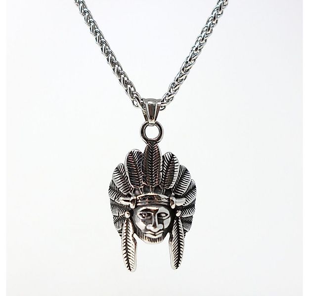 DALMARO Kette mit Anhänger Lederkette Edelstahlkette 316L FEDERKOPF, Herren günstig online kaufen