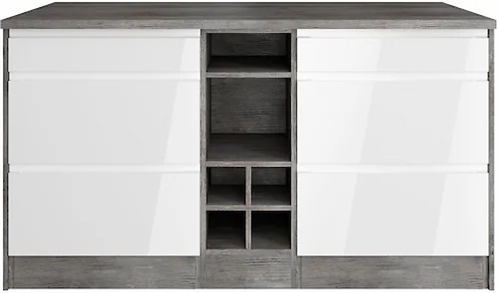 KOCHSTATION Kücheninsel »KS-Virginia« Breite 153 cm, MDF-Fronten, Flaschenr günstig online kaufen