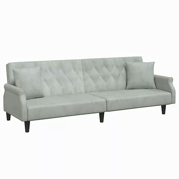 vidaXL Sofa Schlafsofa mit Armlehnen Hellgrau Samt Schlafcouch Couch Sofa günstig online kaufen