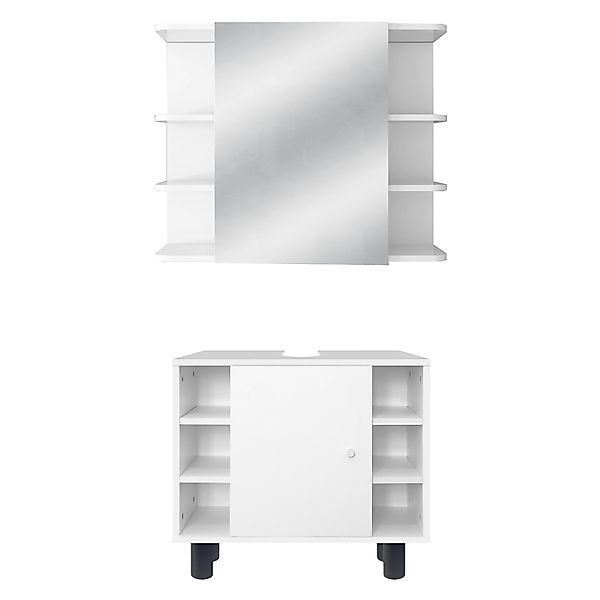 ML-Design Badmöbel-Set 2-Teilig Waschtisch mit Unterschrank Weiß aus Holz günstig online kaufen