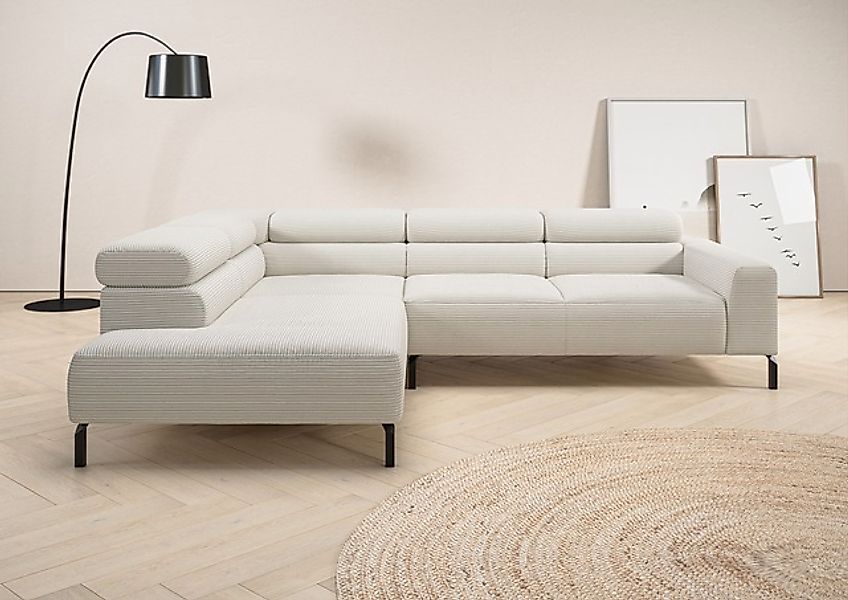 Places of Style Ecksofa »Antonelli, L-Form, inkl. Kopfteilverstellung, Brei günstig online kaufen