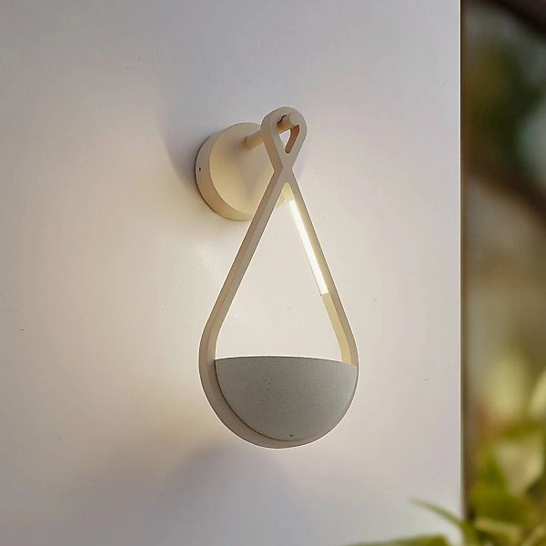 Lucande LED-Außenwandlampe Florka, Beton, Blumenampel, IP54 günstig online kaufen
