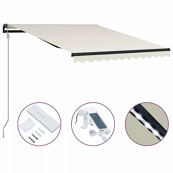 Einziehbare Markise Mit Windsensor & Led 300x250cm Creme günstig online kaufen