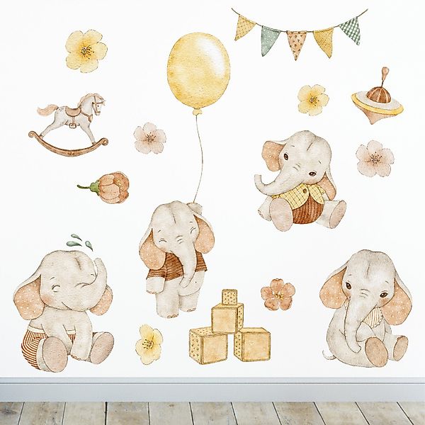 Sunnywall Wandtattoo Ballon Baby Elefant Wandsticker günstig online kaufen
