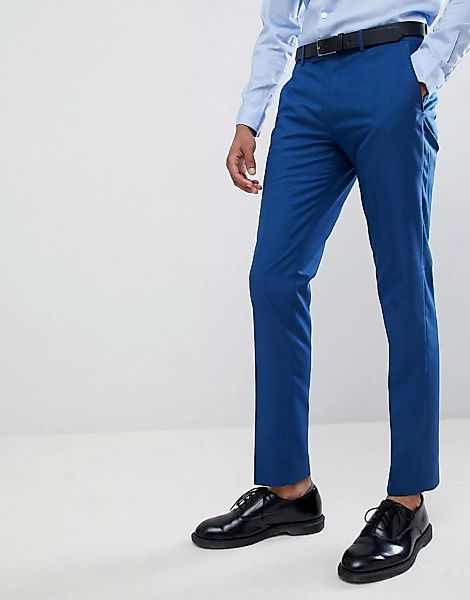 Farah – Enge Hochzeits-Anzughose in Blau günstig online kaufen