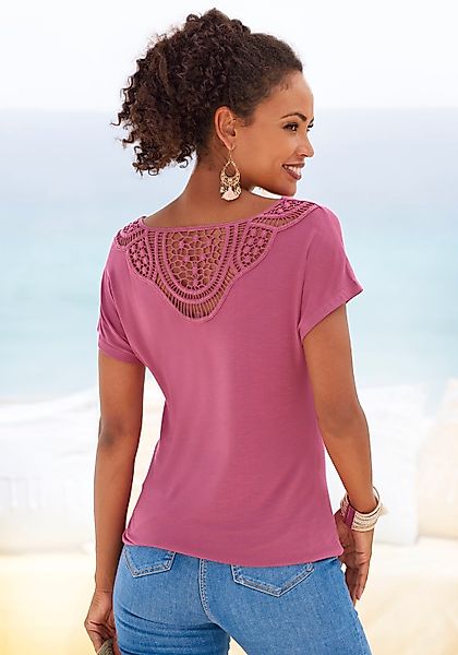 Vivance Kurzarmshirt "mit Häkelspitze am Rücken" aus weichem Viskose-Stretc günstig online kaufen