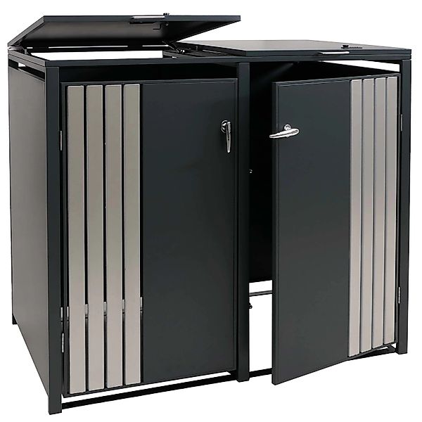 Proregal 2er-Mülltonnenverkleidung Mit Deckel HxBxT 122x132x84 cm Anthrazit günstig online kaufen