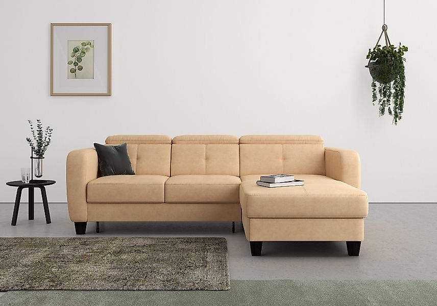 sit&more Ecksofa "Belluci L-Form" inklusive Federkern, wahlweise mit Bettfu günstig online kaufen