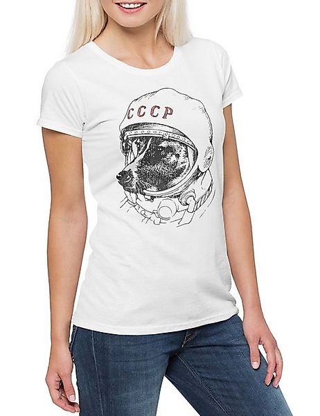 Urban Backwoods Print-Shirt Space Dog Laika Damen T-Shirt Rakete Raumschiff günstig online kaufen