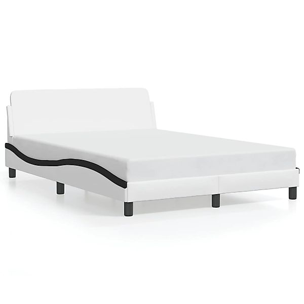 vidaXL Bettgestell Dover Weiß und Schwarz 140x200 cm Kunstleder 373204 günstig online kaufen