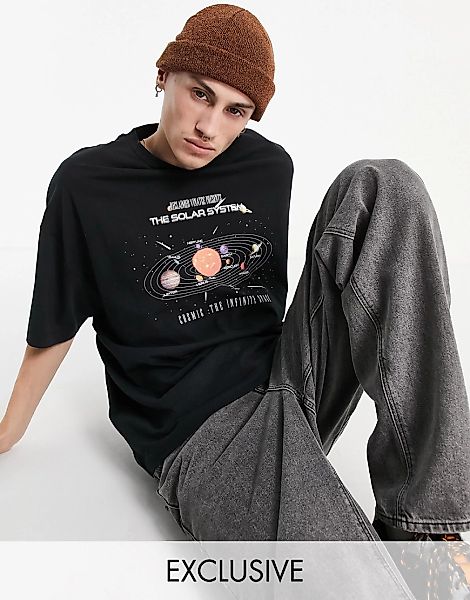 Reclaimed Vintage Inspired – T-Shirt aus Bio-Baumwolle in Schwarz mit kosmi günstig online kaufen