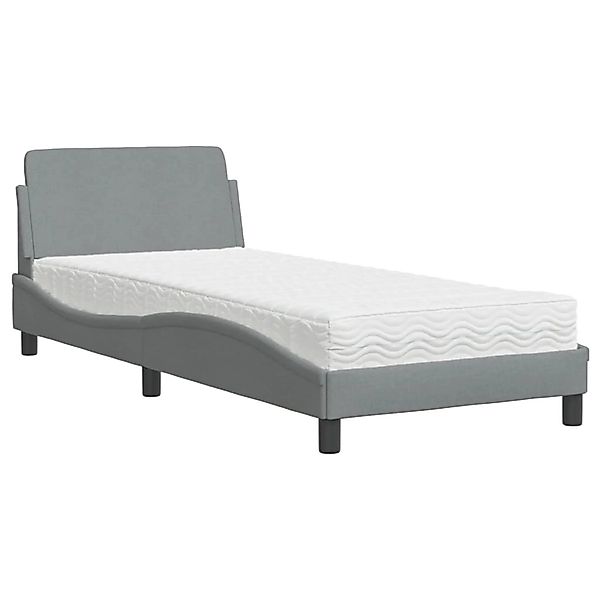 vidaXL Bett mit Matratze Hellgrau 90x200 cm Stoff Modell 12008001 günstig online kaufen