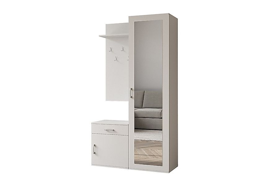 Beautysofa Kompaktgarderobe PAULA, mit Spiegel, Schuhschrank, 5 Kleiderhack günstig online kaufen