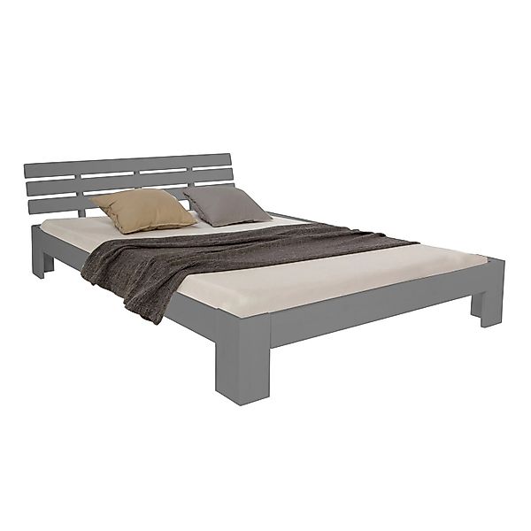 Homestyle4u Holzbett 160x200 mit Lattenrost in Grau 2038 günstig online kaufen