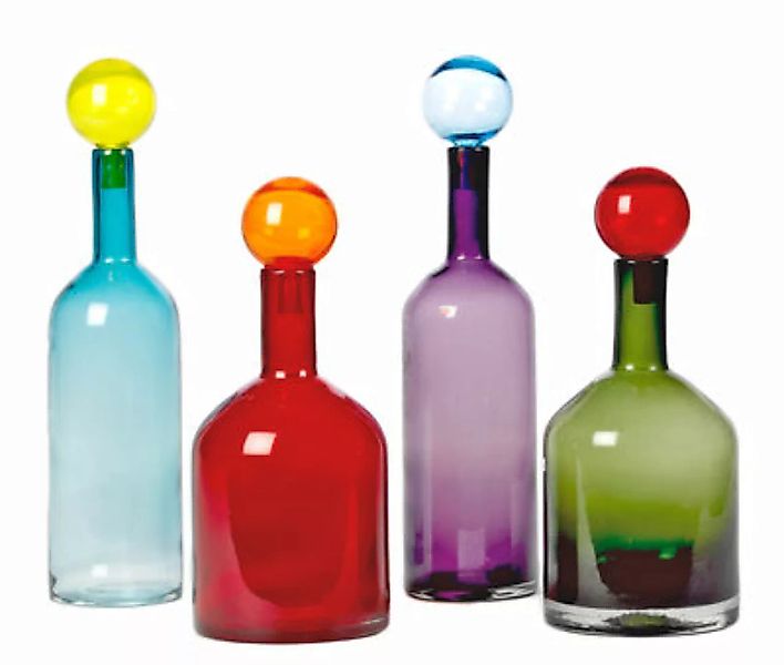 Karaffe Bubbles & Bottles glas bunt / Glas - 4er-Set - Pols Potten - Bunt günstig online kaufen