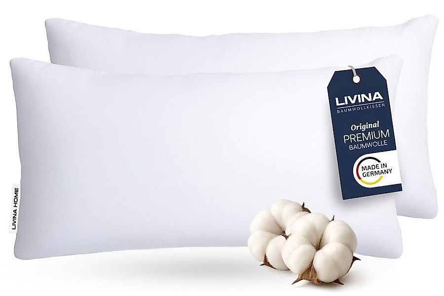 LIVINA HOME Baumwollkissen Premium Kopfkissen, 100% Baumwollbezug, 80x80, 4 günstig online kaufen