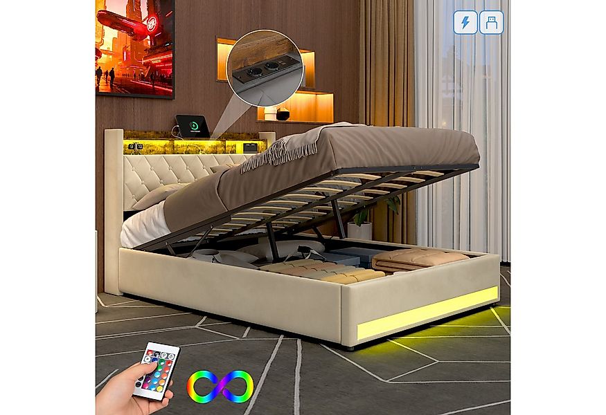 STILVORA Polsterbett 160×200 mit matratze und bettkasten,Stauraumbett Boxsp günstig online kaufen