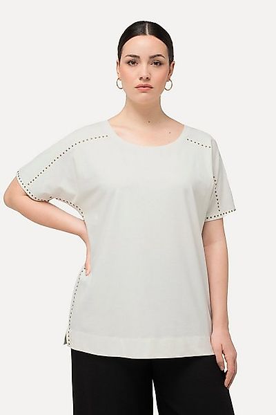 Ulla Popken T-Shirt T-Shirt Ziernieten Oversized Rundhals Halbarm günstig online kaufen