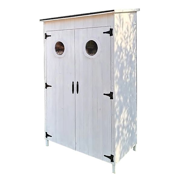 Leco Garten-Geräteschrank Moderner Gartenschrank TONI, Tannenholz weiß lasi günstig online kaufen