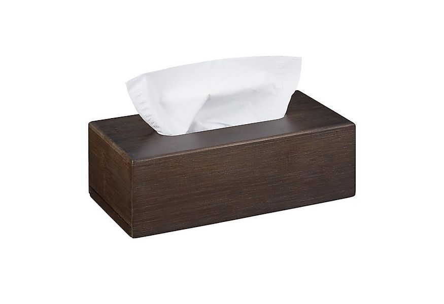 relaxdays Kosmetikbox 2 x Bambus Tücherbox dunkelbraun günstig online kaufen