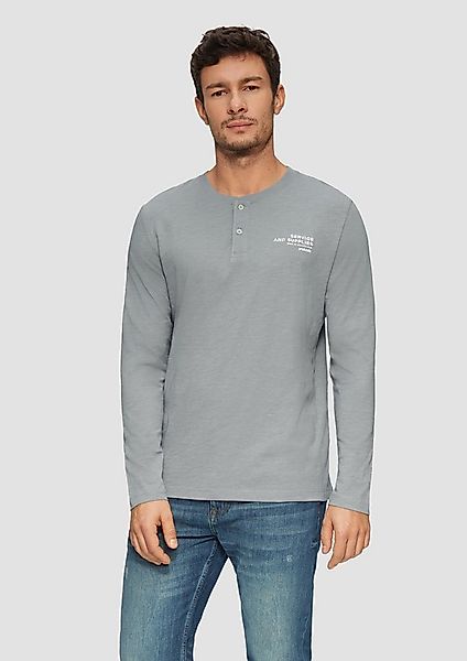 s.Oliver Langarmshirt T-Shirt Henley-Shirt mit Flammgarnstruktur und Sticke günstig online kaufen
