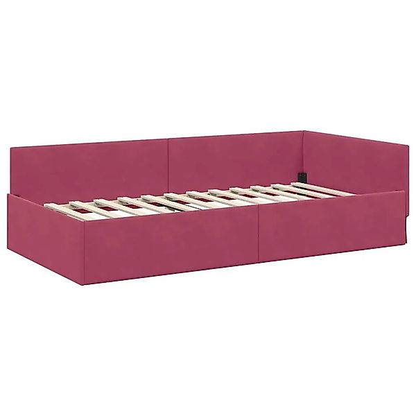 vidaXL Eckbettgestell mit Kopfteil Weinrot 90 x 190 cm Stoff 42016075 günstig online kaufen
