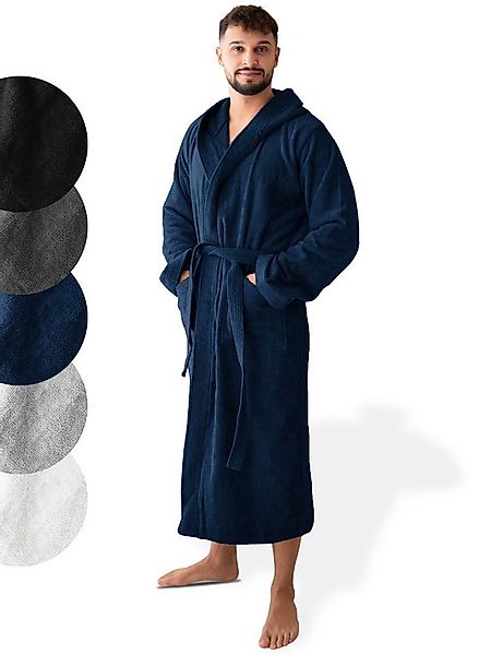 SIEGENTHAL Herrenbademantel 100% Baumwolle Frottee Velours mit Kapuze Waden günstig online kaufen