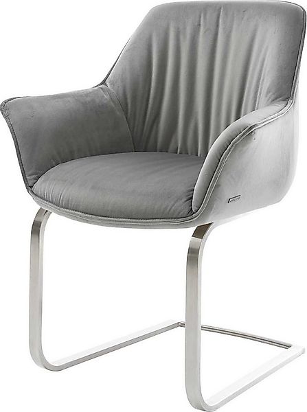 DELIFE Polsterstuhl Keila-Flex, mit Armlehnen Freischwinger flach Edelstahl günstig online kaufen