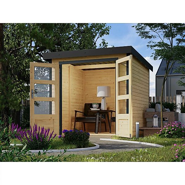 Karibu Gartenhaus Diego A Naturbelassen-Anthrazit 4,45 m² günstig online kaufen