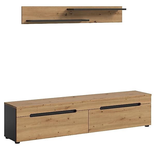 Inn.Furn TV-Lowboard und Wandboard in Eiche und Grau 170 cm Cooper günstig online kaufen
