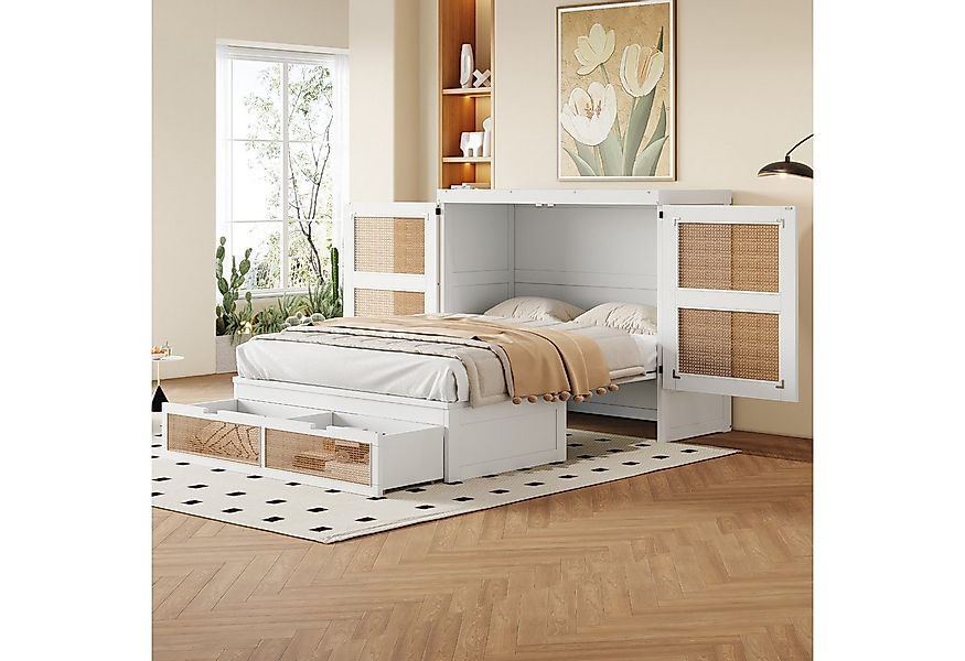 Merax Schrankbett (1-St) Holzbett Klappbett 140x200cm mit Schubladen Schran günstig online kaufen