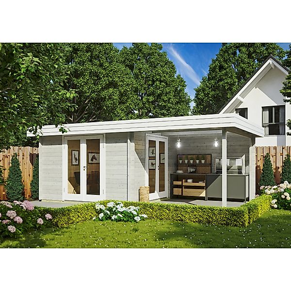 Fjordholz Gartenhaus Modell Ranja 44 Grau Imprägniert günstig online kaufen