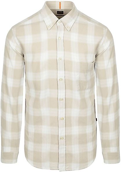 BOSS Rickert Hemd Karos Beige - Größe M günstig online kaufen