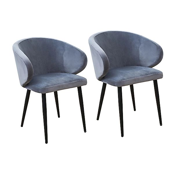Svita Audrey 2er Set Esszimmerstühle Küchen-Sessel Mit Armlehne Samt Dunkel günstig online kaufen