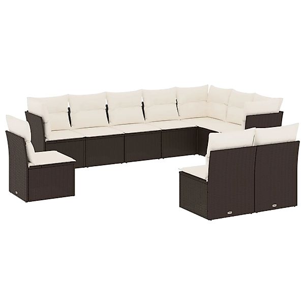 vidaXL 10-Tlg Garten-Sofagarnitur mit Kissen Schwarz Poly Rattan 3249635 günstig online kaufen
