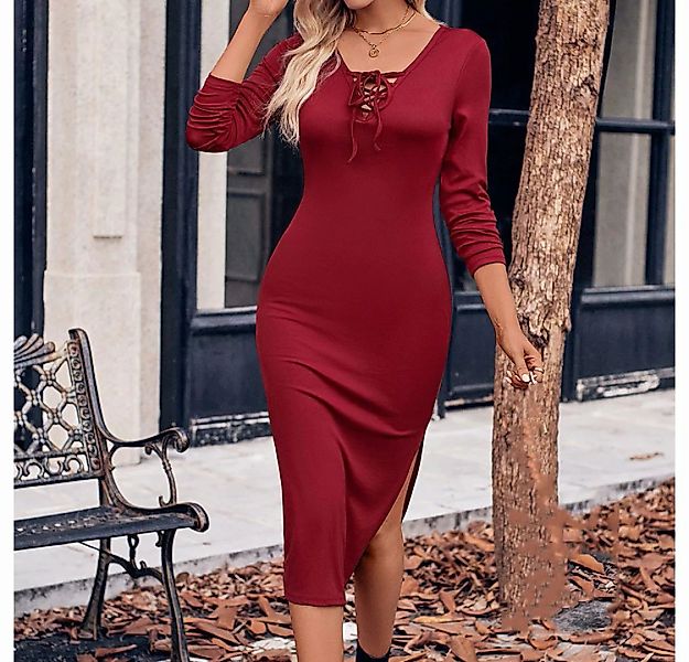 AFAZ New Trading UG Abendkleid Einfarbiges Strickkleid mit Bindeband Modisc günstig online kaufen