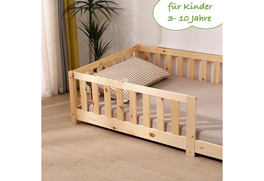 ecoMI Kinderbett mit Rausfallschutz inkl. Lattenrost, 90x200 & 80x160, Weiß günstig online kaufen