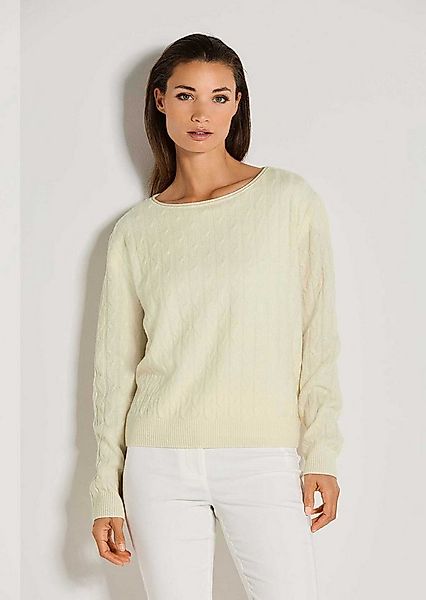 MADELEINE Strickpullover Eleganter Wollpullover mit Zopfmuster Rippstrickpu günstig online kaufen