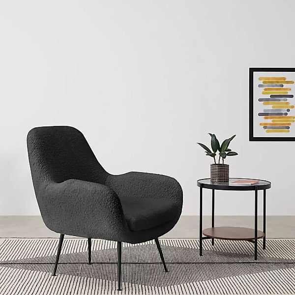 Moby Sessel, Kunstfell in Grau - MADE.com günstig online kaufen