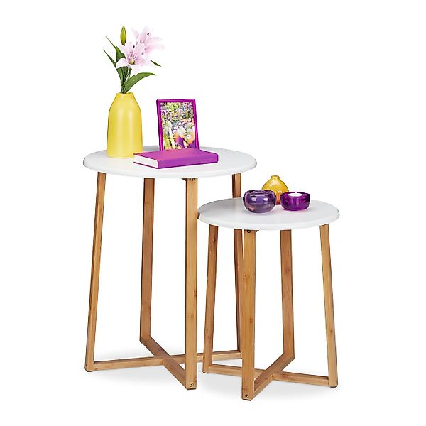 relaxdays Beistelltisch 2er Set weiß günstig online kaufen