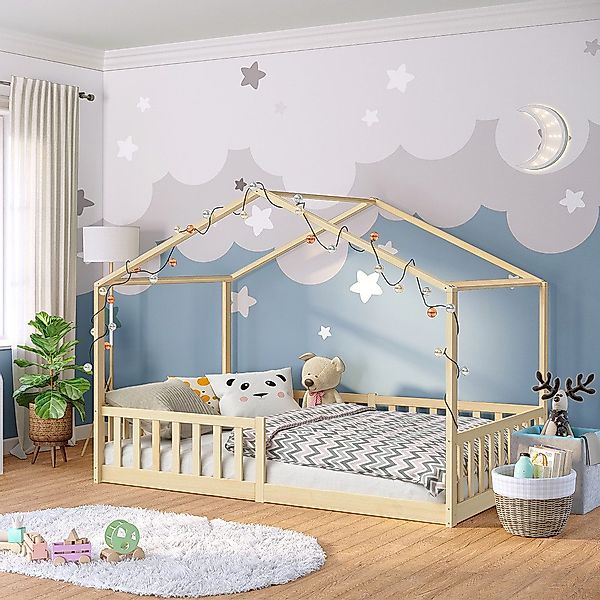 Bellabino Hausbett Bia mit Rausfallschutz und Lattenrost (natur, optional m günstig online kaufen