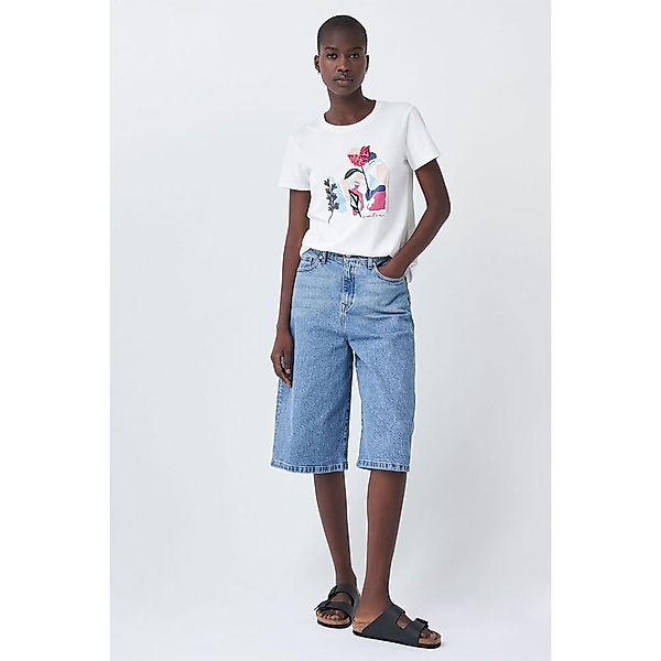 Salsa Jeans 126088-007 / Floral Graphic Kurzarm T-shirt XL Beige günstig online kaufen