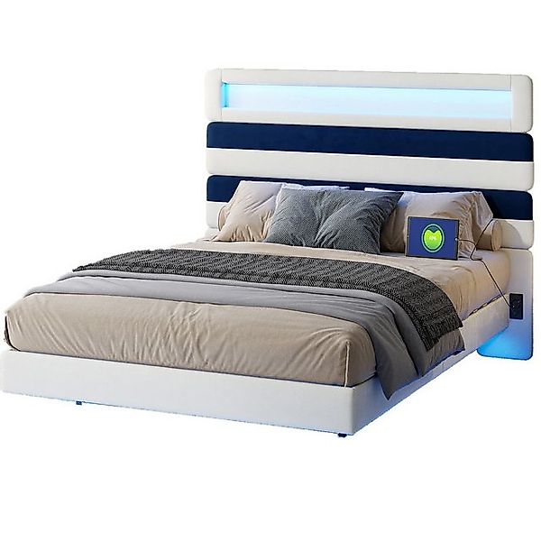 FUROKOY Polsterbett mit USB+Typ C-Anschluss, Netzstecker und Lichtleiste (1 günstig online kaufen