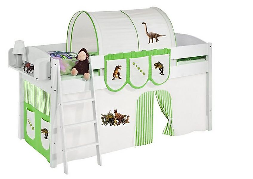 Lilokids Hochbett Spielbett IDA Dinos - Teilbares Systemhochbett weiß mit V günstig online kaufen