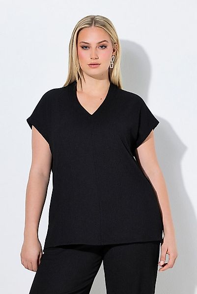 Ulla Popken T-Shirt T-Shirt Oversized Kelchkragen V-Ausschnitt Halbarm günstig online kaufen