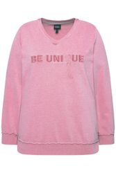 Ulla Popken Sweatshirt Sweat-Pullover Schriftzug V-Ausschnitt günstig online kaufen