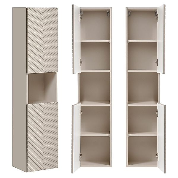 Lomadox Hochschrank VERACRUZ-56 Badschrank, kaschmir, gerillte günstig online kaufen